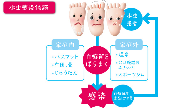 水虫の感染経路イメージ