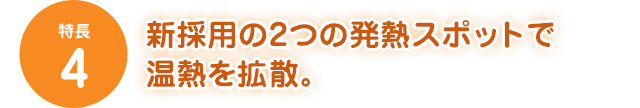 [特長4]新採用の2つの発熱スポットで温熱を拡散。