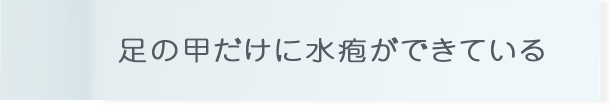 足の甲だけに水疱ができている